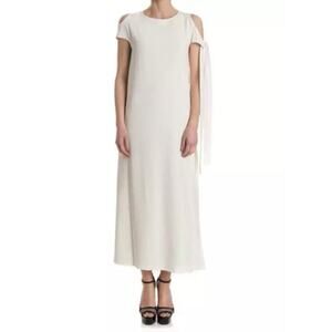Helmut Lang Crepe Cold Shoulder Tie-Sleeve Midi Dress XS